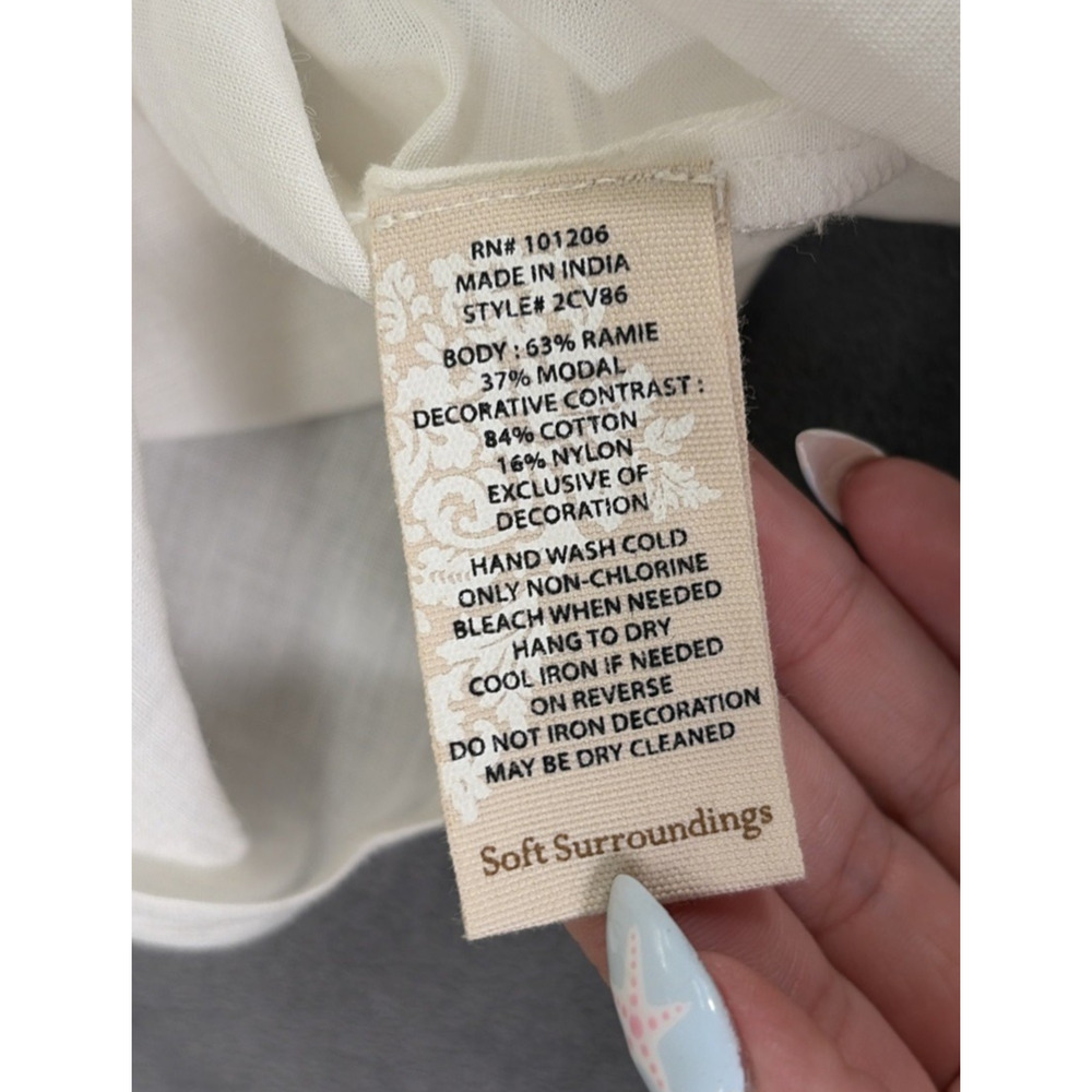 NWOT Soft Surroundings White/Tan Buttonfront Lace/Crocheted Button Blouse Small - Picture 12 of 14